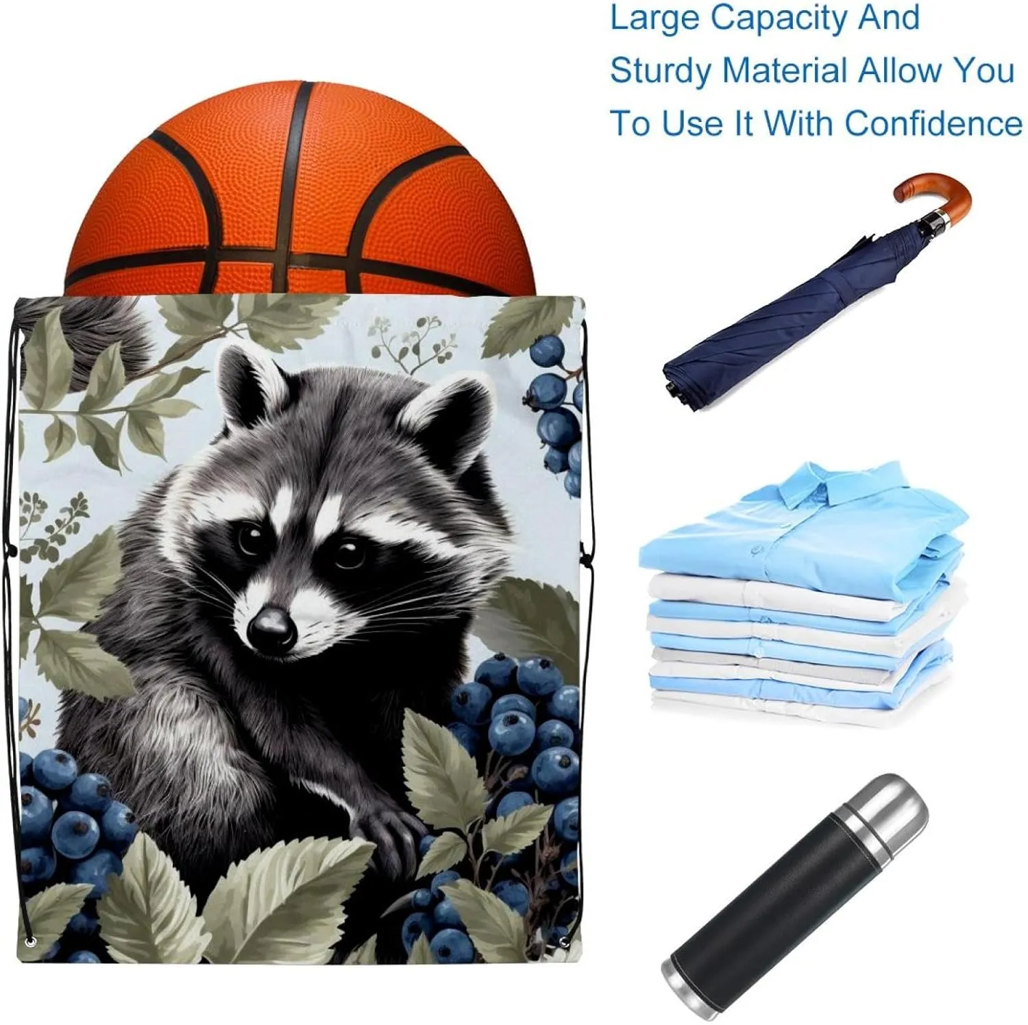 2 Pcs Bear Drawstring Backpack String Bag Sports Sack pack Gym Sack Side Pocket for Men Women