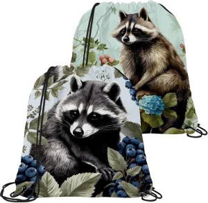 2 Pcs Bear Drawstring Backpack String Bag Sports Sack pack Gym Sack Side Pocket for Men Women