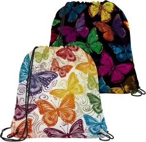 2 Pcs Butterfly Drawstring Backpack String Bag Sports Sack pack Gym Sack Side Pocket for Men Women