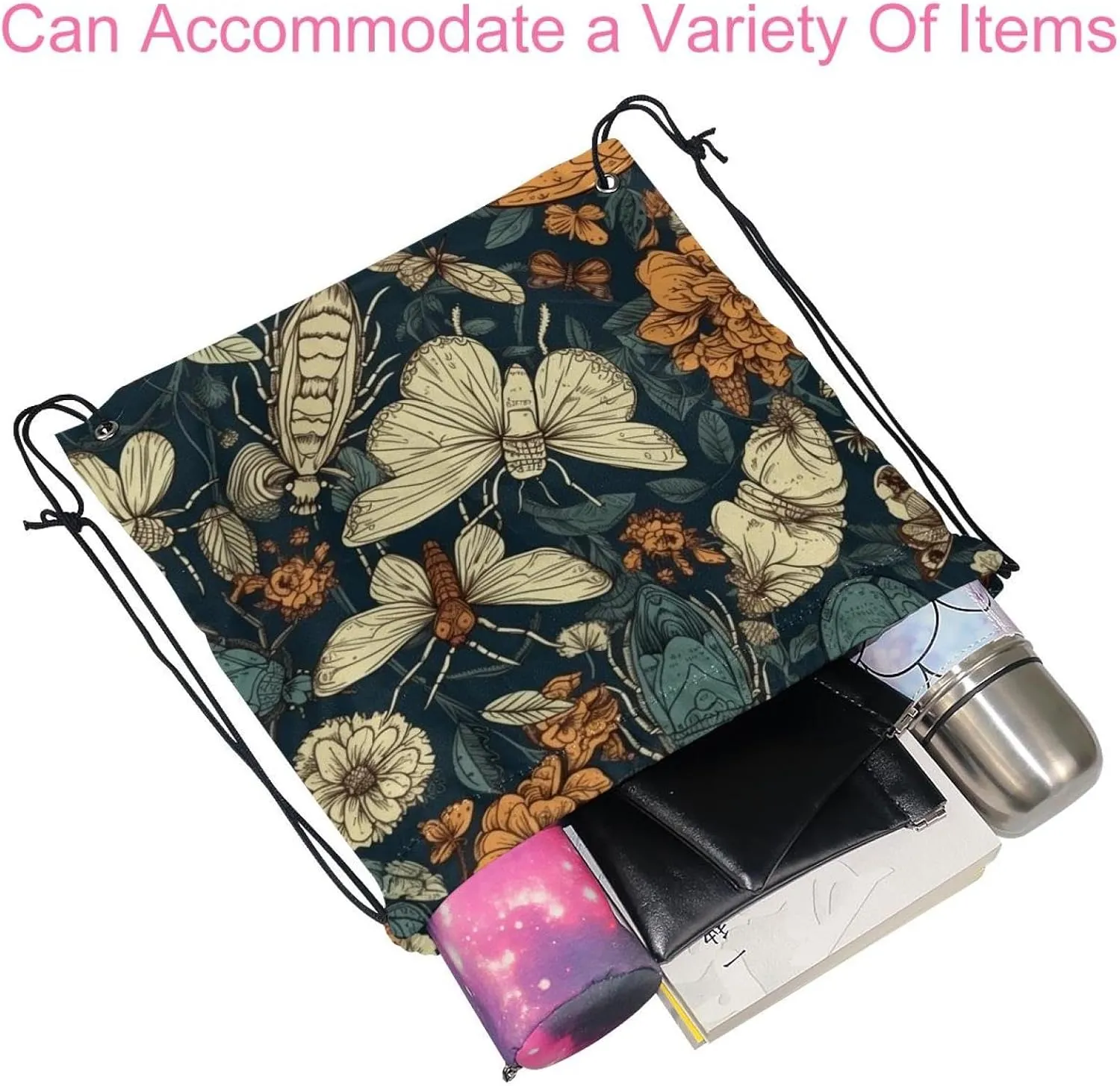 2 Pcs Butterfly Drawstring Backpack String Bag Sports Sack pack Gym Sack Side Pocket for Men Women