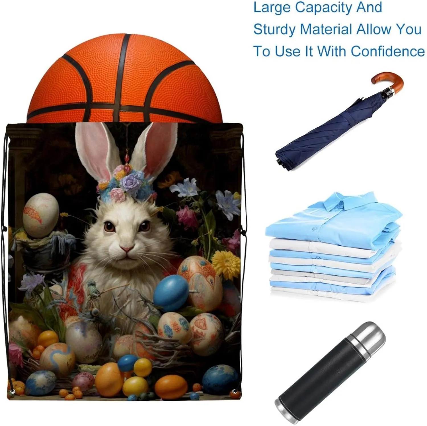 2 Pcs Easter Drawstring Backpack Sports Gym Sack pack String Bag for Women Men