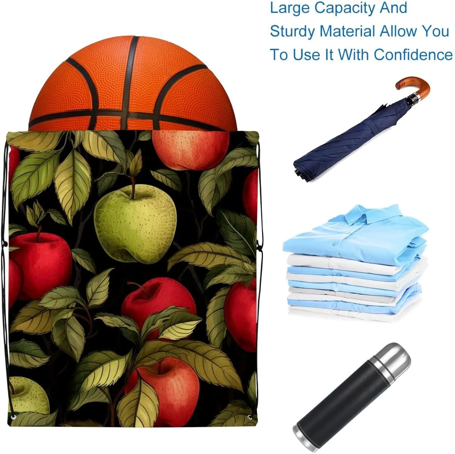 2 Pcs Fruit Drawstring Backpack String Bag Sports Sack pack Gym Sack Side Pocket for Men Women