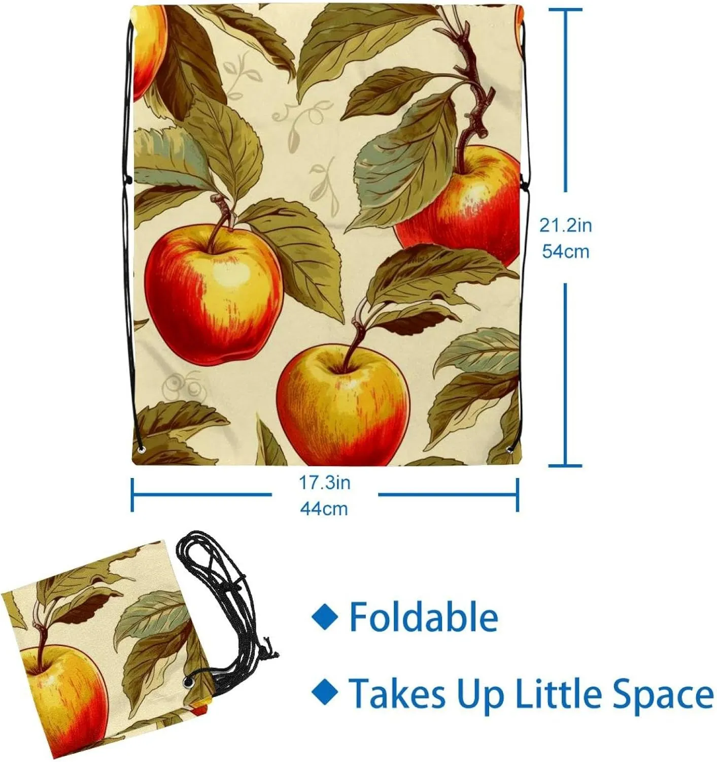 2 Pcs Fruit Drawstring Backpack String Bag Sports Sack pack Gym Sack Side Pocket for Men Women
