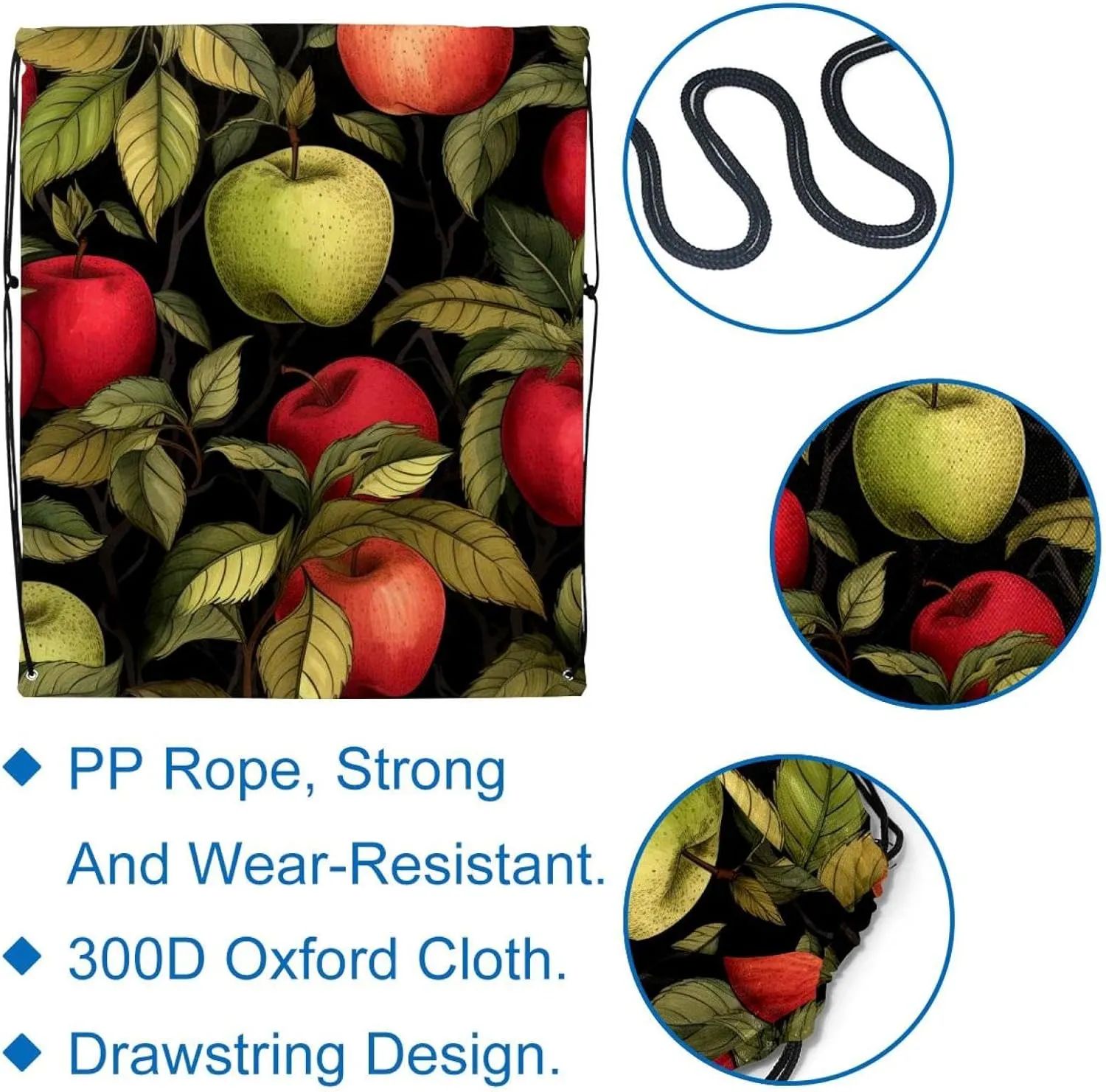 2 Pcs Fruit Drawstring Backpack String Bag Sports Sack pack Gym Sack Side Pocket for Men Women