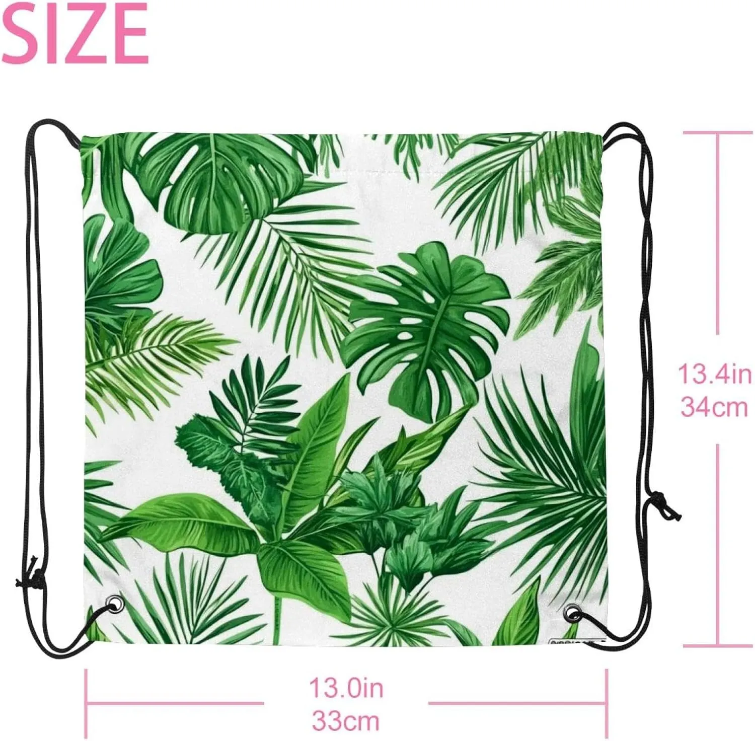 2 Pcs tropical plants and palm tree 2 Drawstring Backpack String Bag Sports Sack pack Gym Sack Side Pocket for Men Women