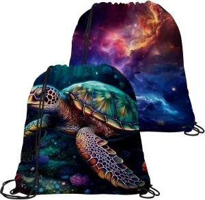 2 Pieces Drawstring Backpacks, Sea Turtle Draw String Back Bag Drawstring Bags for Sports, Gym, Travel, Swimming, Beach