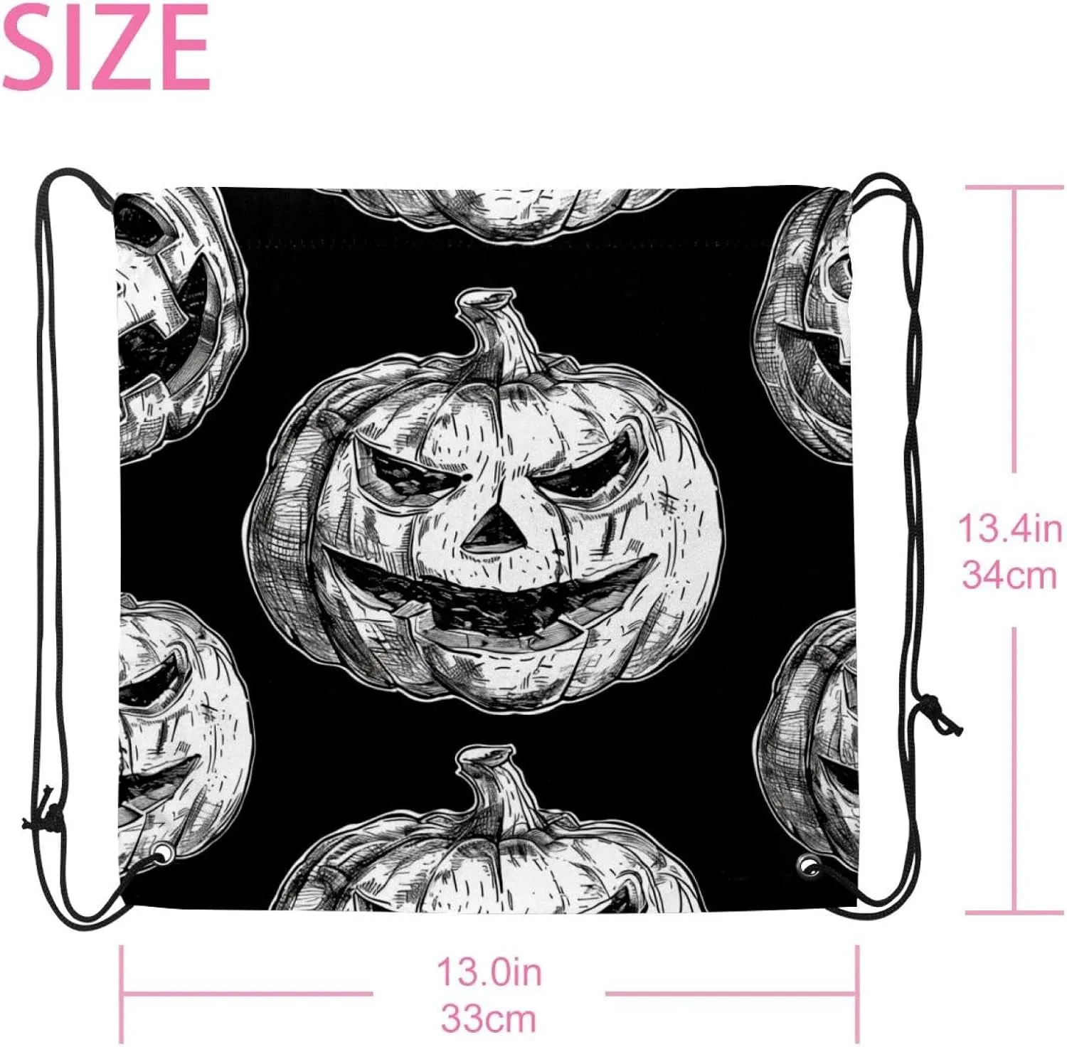 2 Pieces Halloween Pumpkins Drawstring Backpack for Party Gym Sport Trip