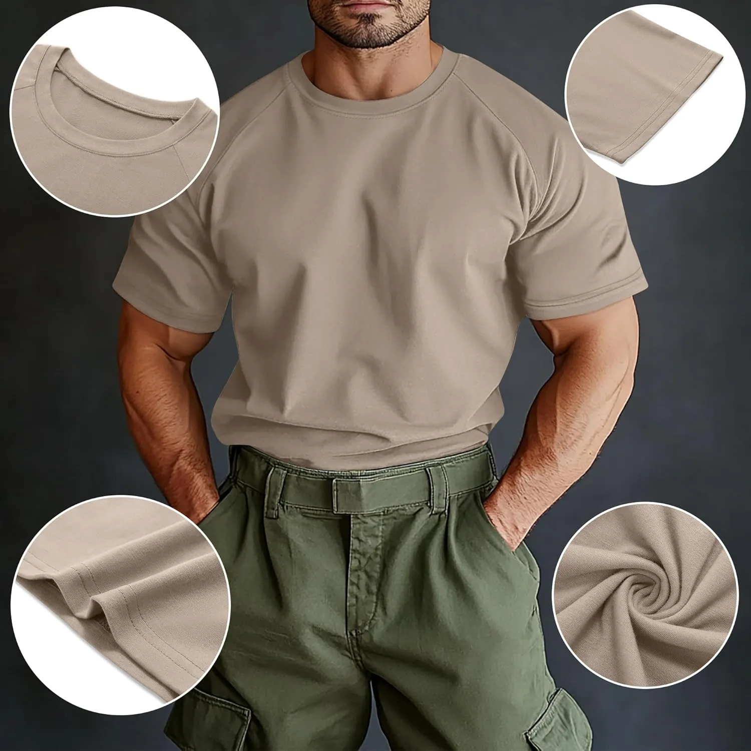 4 Pack Men's Big & Tall Short Sleeve Tees, Crew Neck Cotton Blend T-Shirts Moisture Wicking Stretch Casual Gym Wear