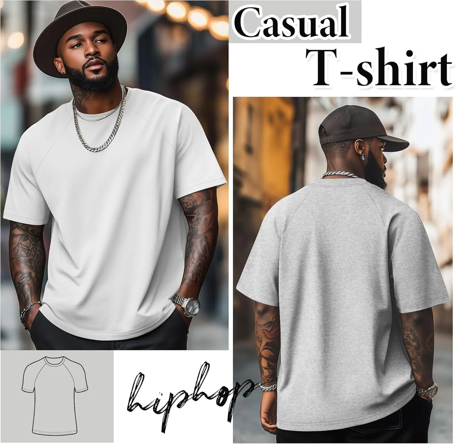 4 Pack Men's Big & Tall Short Sleeve Tees, Crew Neck Cotton Blend T-Shirts Moisture Wicking Stretch Casual Gym Wear