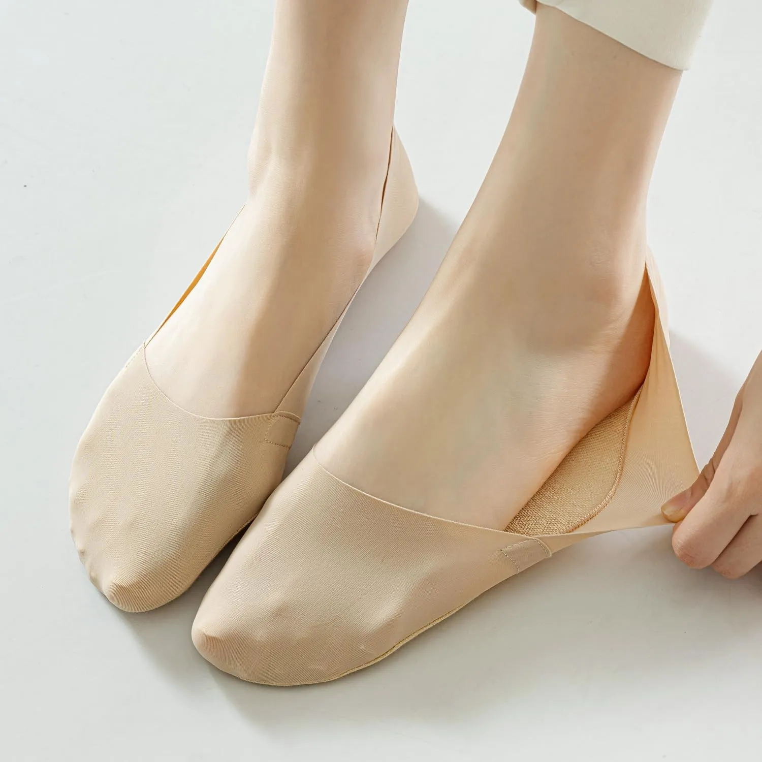 6 Pairs Womens No Show Low Cut Liner Socks - Ice Silk Surface, Nonslip Ankle, Invisible Hidden Thin