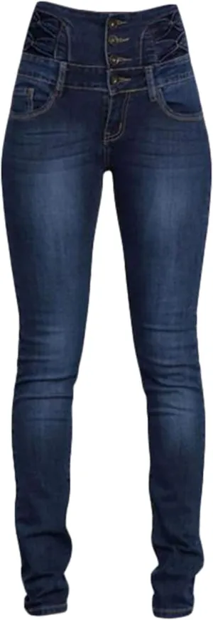 Andongnywell Women's Casual High Rise Skinny Jeans Fashion Buttons High Waisted Denim Pants Jean Trousers