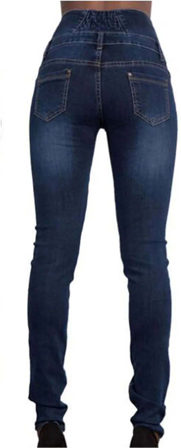 Andongnywell Women's Casual High Rise Skinny Jeans Fashion Buttons High Waisted Denim Pants Jean Trousers