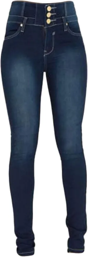 Andongnywell Womens Skinny Jeans with Button Solid Color Casual High Waist Denim Pants with Pockets Jean Trousers