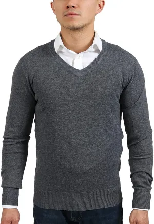 Anthracite V-Neck Fine Cashmere Blend Mens Sweater for Mens