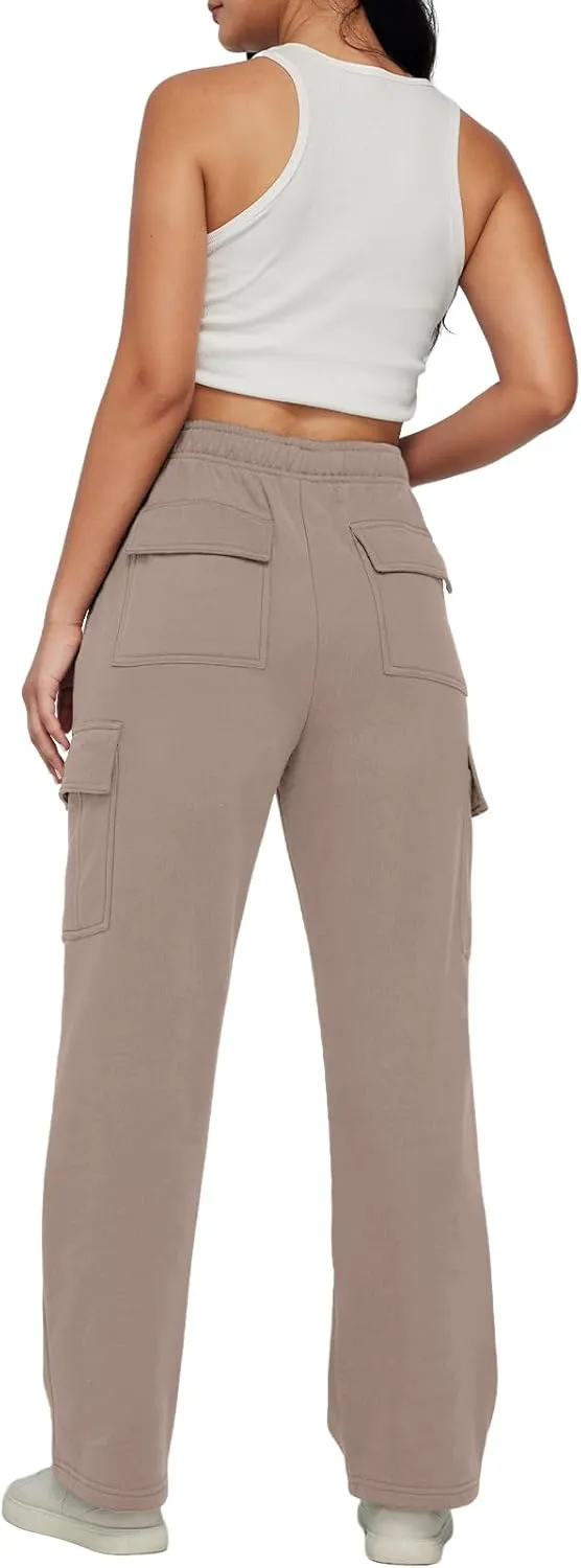 AUTOMET Womens Cargo Sweatpants Baggy Fleece High Waisted Joggers Sweat Pants Athletic Pants