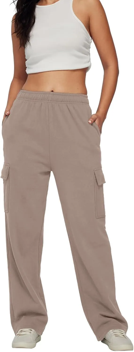 AUTOMET Womens Cargo Sweatpants Baggy Fleece High Waisted Joggers Sweat Pants Athletic Pants