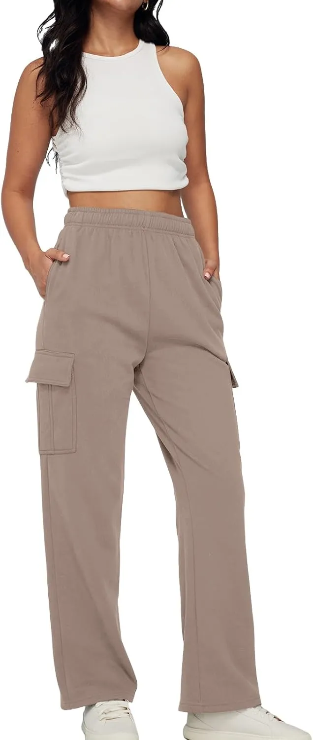 AUTOMET Womens Cargo Sweatpants Baggy Fleece High Waisted Joggers Sweat Pants Athletic Pants