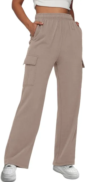 AUTOMET Womens Cargo Sweatpants Baggy Fleece High Waisted Joggers Sweat Pants Athletic Pants