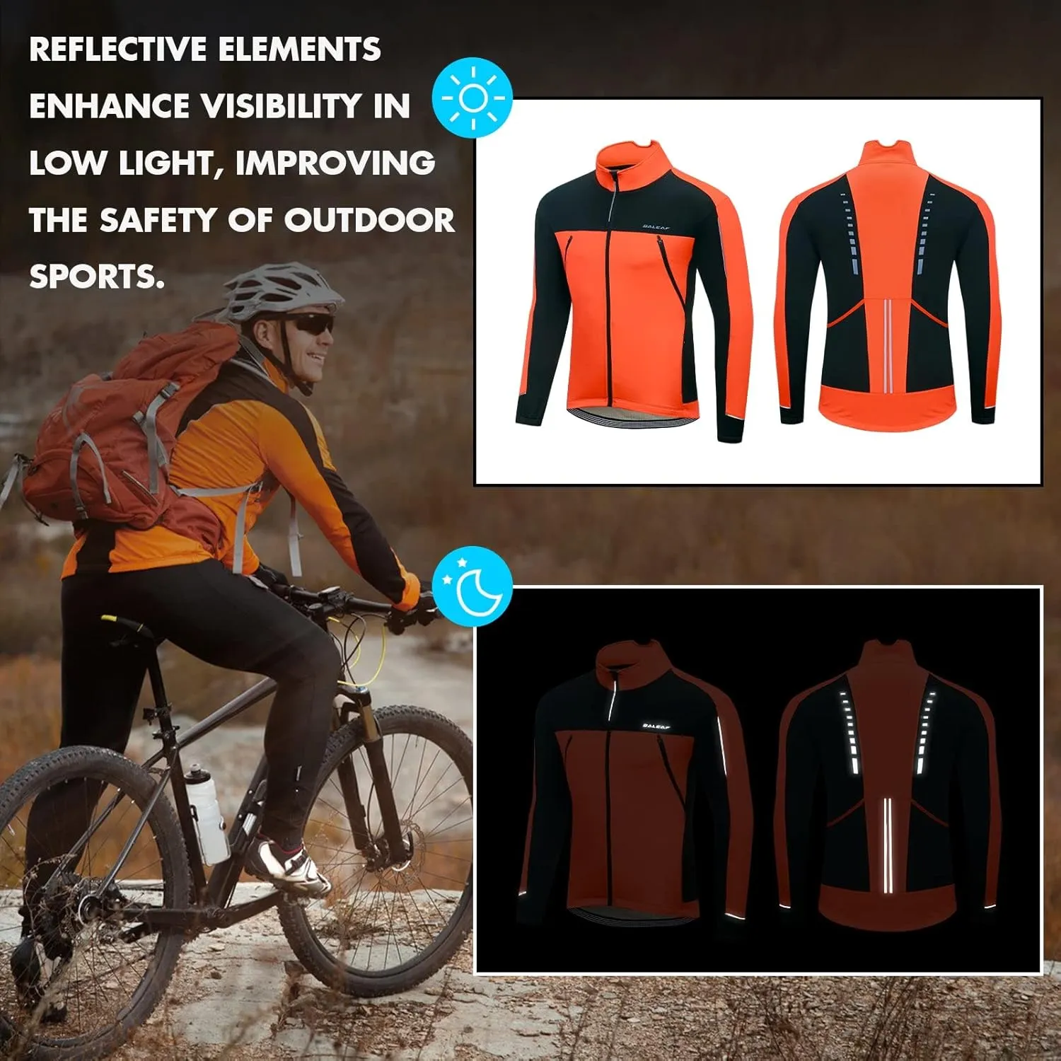baleaf Men's Winter Jacket Windproof Softshell Thermal Warm Pockets Cycling Running Mountain Biking Cold Weather Gear