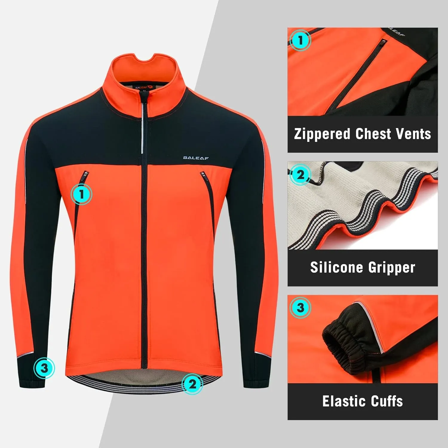 baleaf Men's Winter Jacket Windproof Softshell Thermal Warm Pockets Cycling Running Mountain Biking Cold Weather Gear