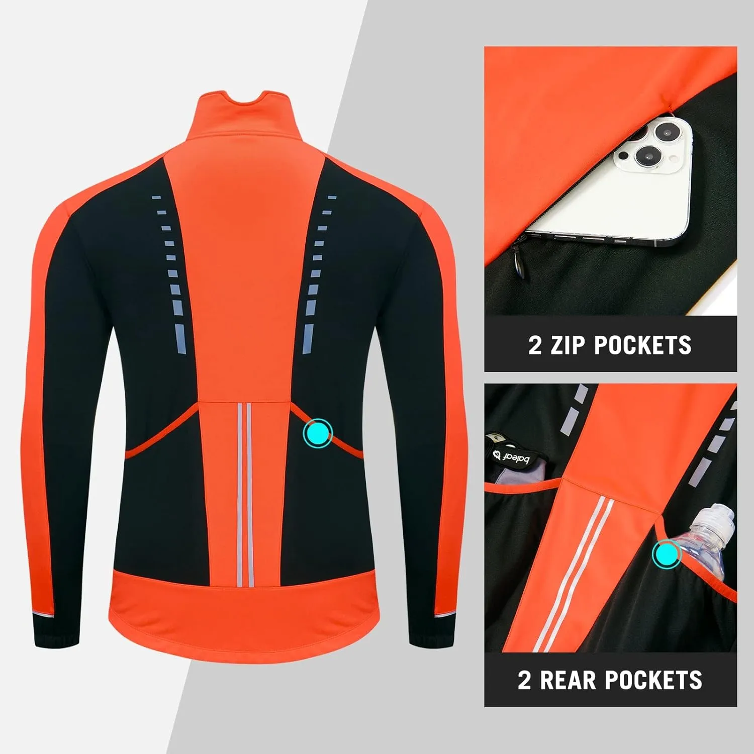 baleaf Men's Winter Jacket Windproof Softshell Thermal Warm Pockets Cycling Running Mountain Biking Cold Weather Gear