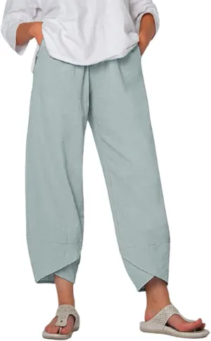 Bengbobar Linen Pants Women Wide Leg Sweatpants Straight Casual Summer Capri Pants Comfy Baggy Trousers Palazzo Lounge