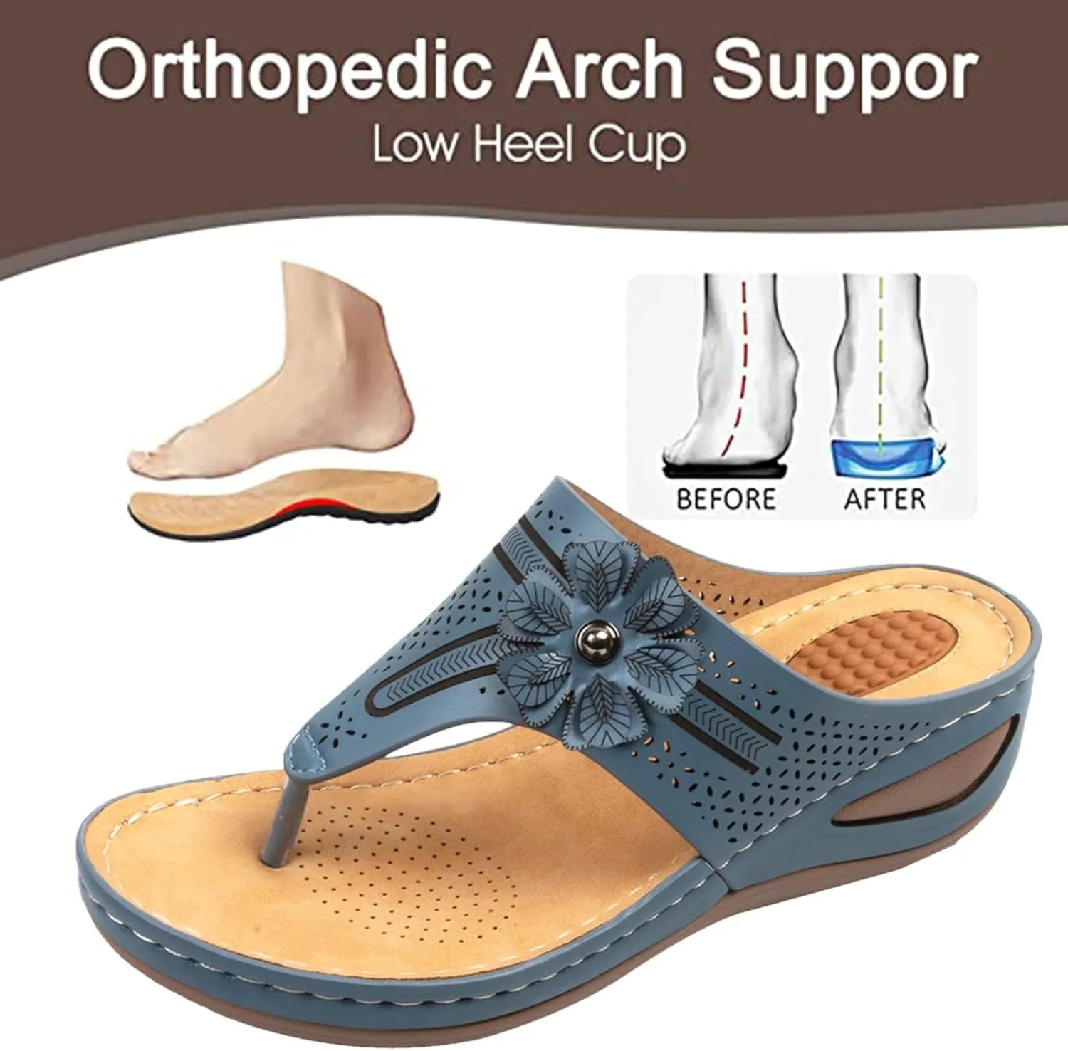 Black Orthopedic Sandals Women Comfortable Women's Flip Flops Arch Support Orthotic Toe Post Thong Sandals Women Closed Toe Shoes Women Walking Sandals Orthopedic Shoes Bunion Womens Fashion Sandals