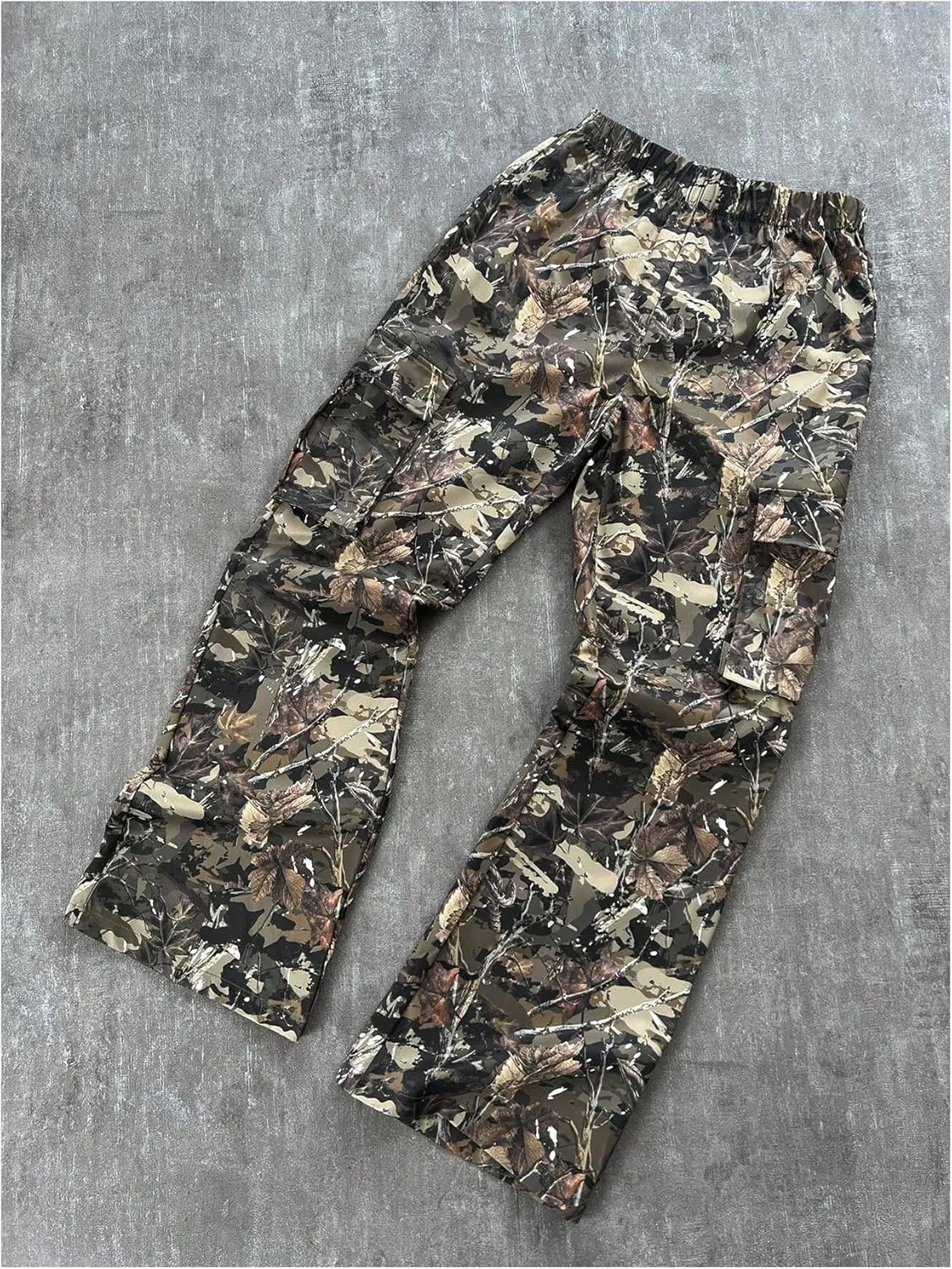 Boy's Camouflage Cargo Pants Straight Leg Elastic Waist Long Trousers Streetwear