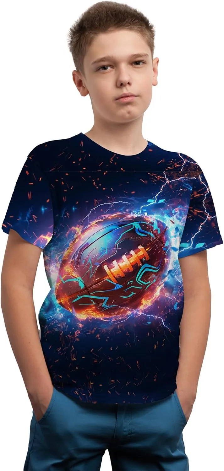Boys Girls 3D Graphic Printed T-Shirts,Kids Cool Crewneck Short Sleeve Tops Tee Shirt Tshirt for Teens 6-16 Years
