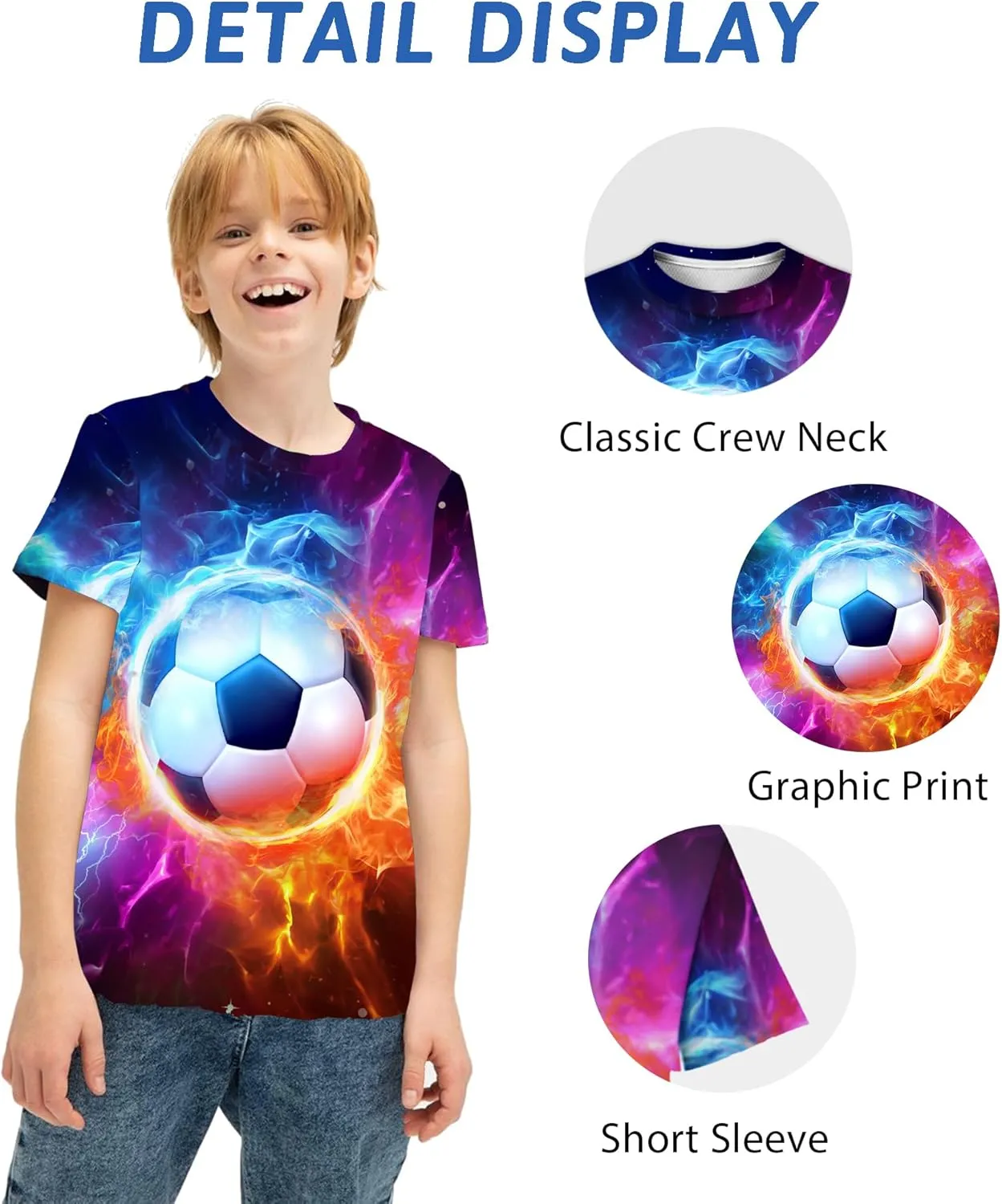Boys Girls 3D Graphic Printed T-Shirts,Kids Cool Crewneck Short Sleeve Tops Tee Shirt Tshirt for Teens 6-16 Years