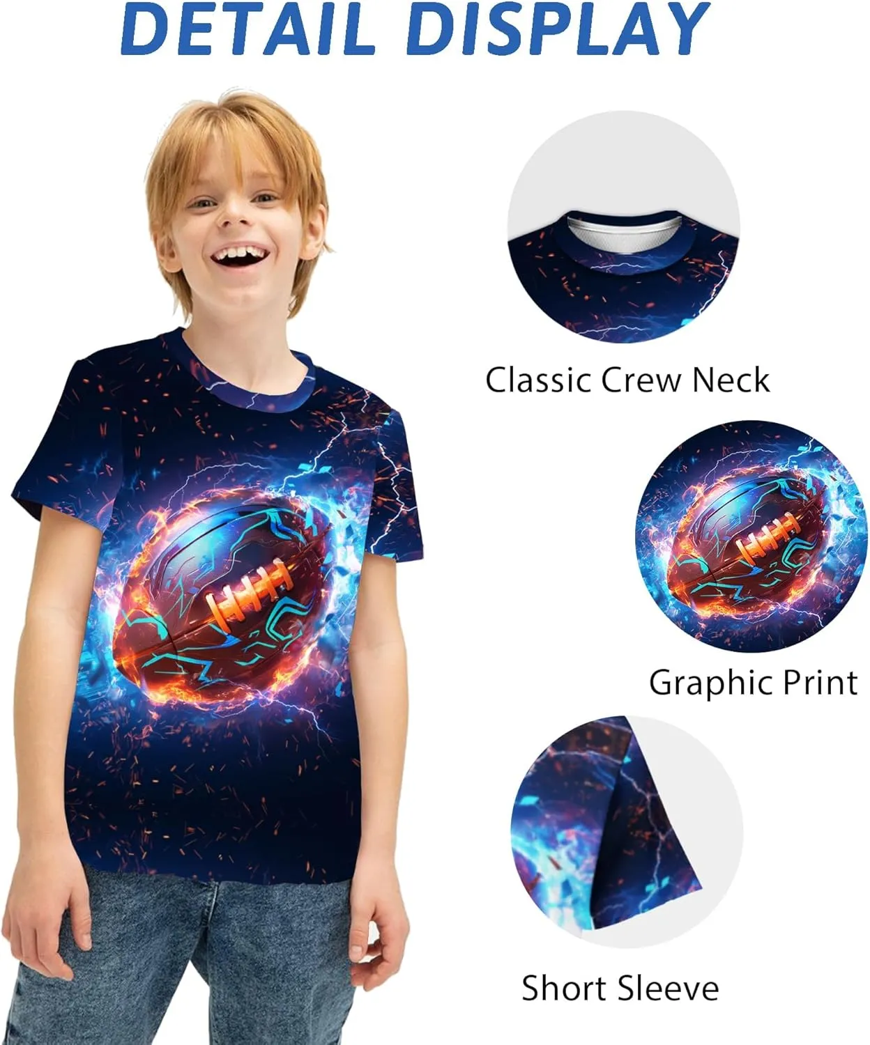 Boys Girls 3D Graphic Printed T-Shirts,Kids Cool Crewneck Short Sleeve Tops Tee Shirt Tshirt for Teens 6-16 Years