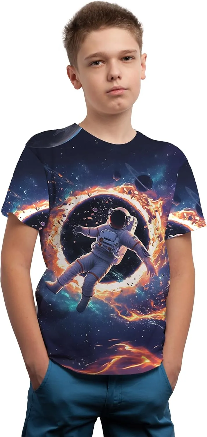 Boys Girls 3D Graphic Printed T-Shirts,Kids Cool Crewneck Short Sleeve Tops Tee Shirt Tshirt for Teens 6-16 Years