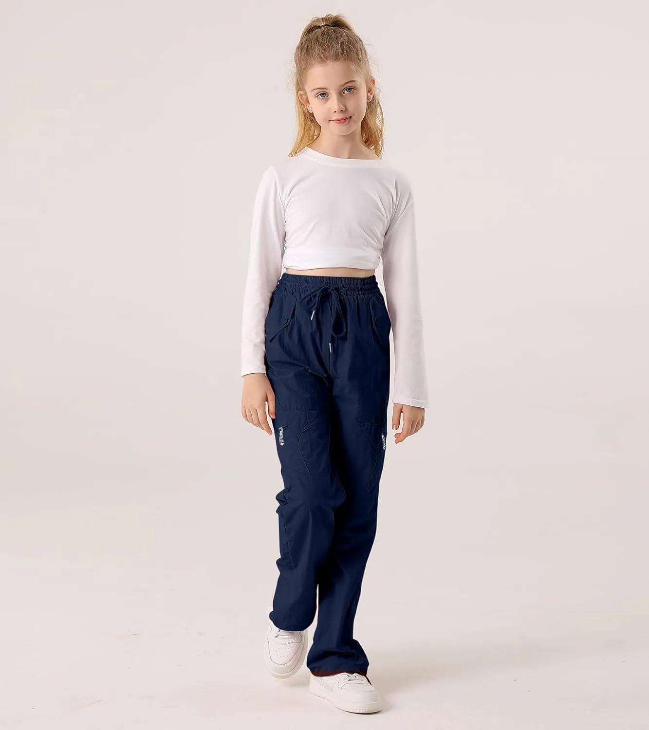 Cargo Pants for Girls Parachute Baggy Joggers Elastic Waist Wide Leg Hip Hop Dance Outfits Size 7-14
