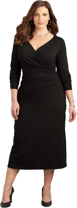 Catherines Women's Plus Size Curvy Collection Draped Midi Dress