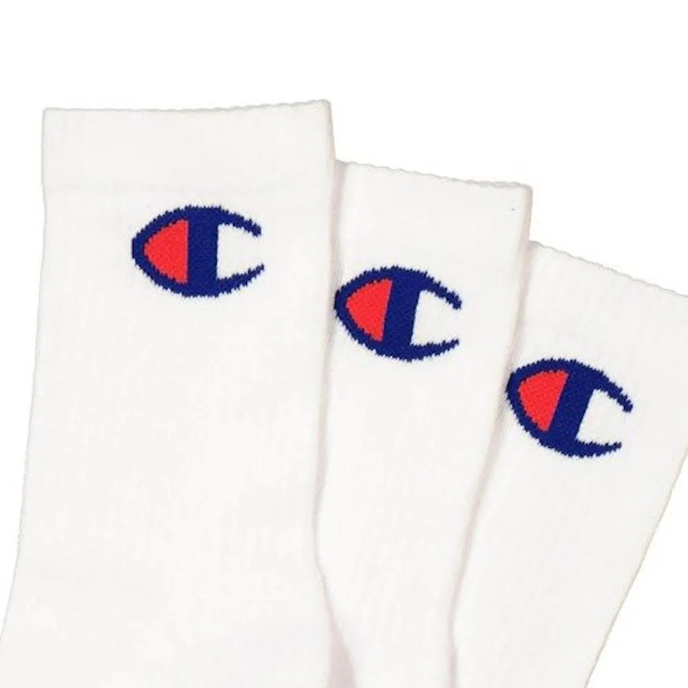 Champion SPS C Logo Quarter Crew Sock 3 Pack - White