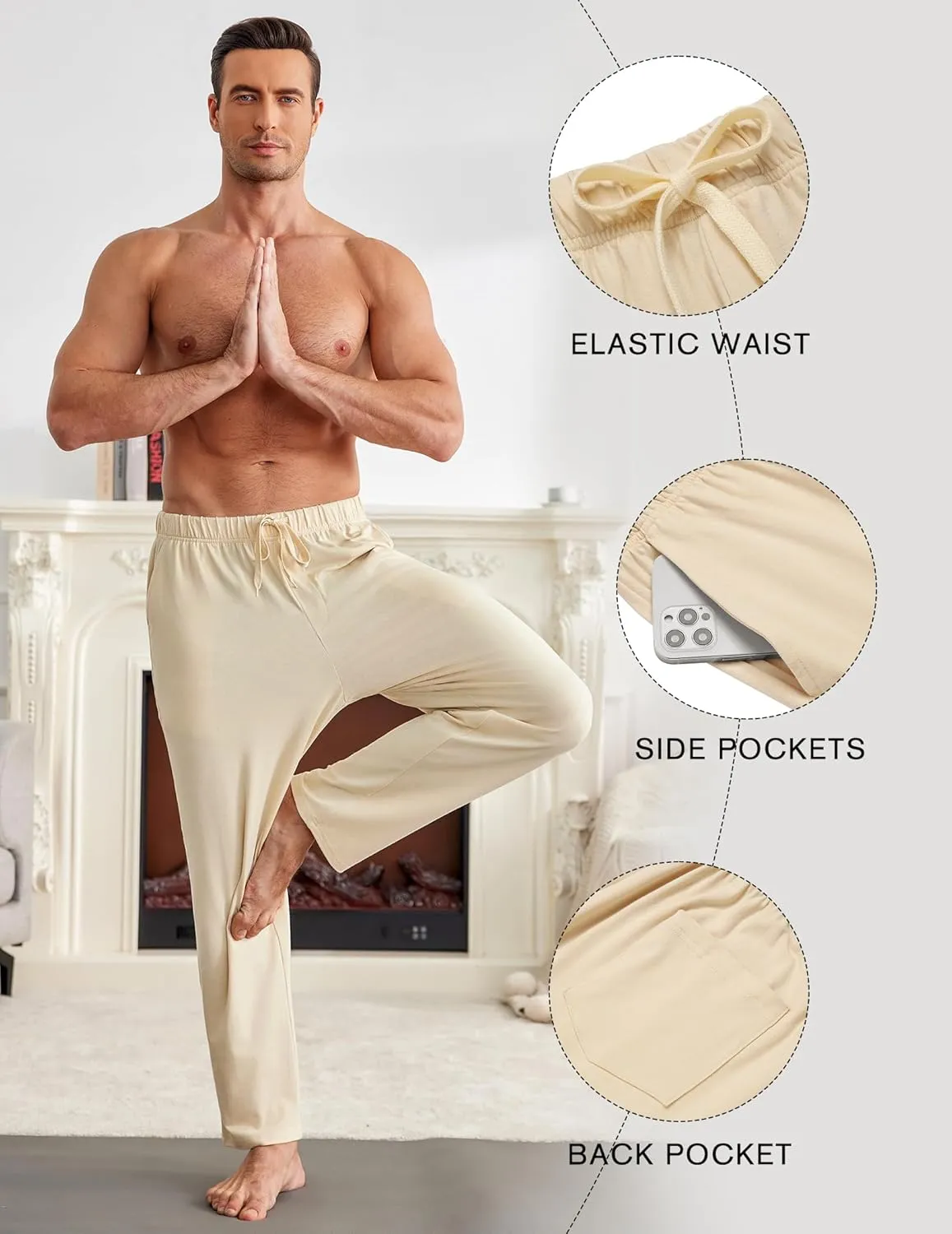 COOFANDY Mens Yoga Sweatpants Casual Open Bottom Pants Lightweight Jogger Track Pants with Pockets