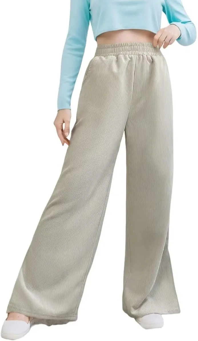 Corduroy Pants for Women Plus Size Wide Leg Casual Pant Tall High Waist Women Pants Bell Bottom Trousers with Pockets