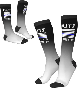Deputy Sheriff Us Flag Compression Socks For Women Men'S Fun Dress Socks - Funny Novelty Crew Socks