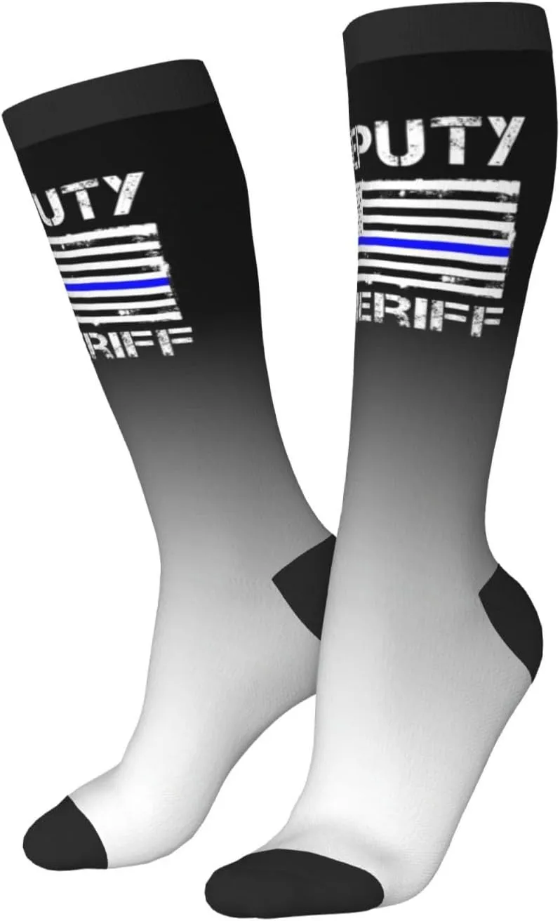 Deputy Sheriff Us Flag Compression Socks For Women Men'S Fun Dress Socks - Funny Novelty Crew Socks