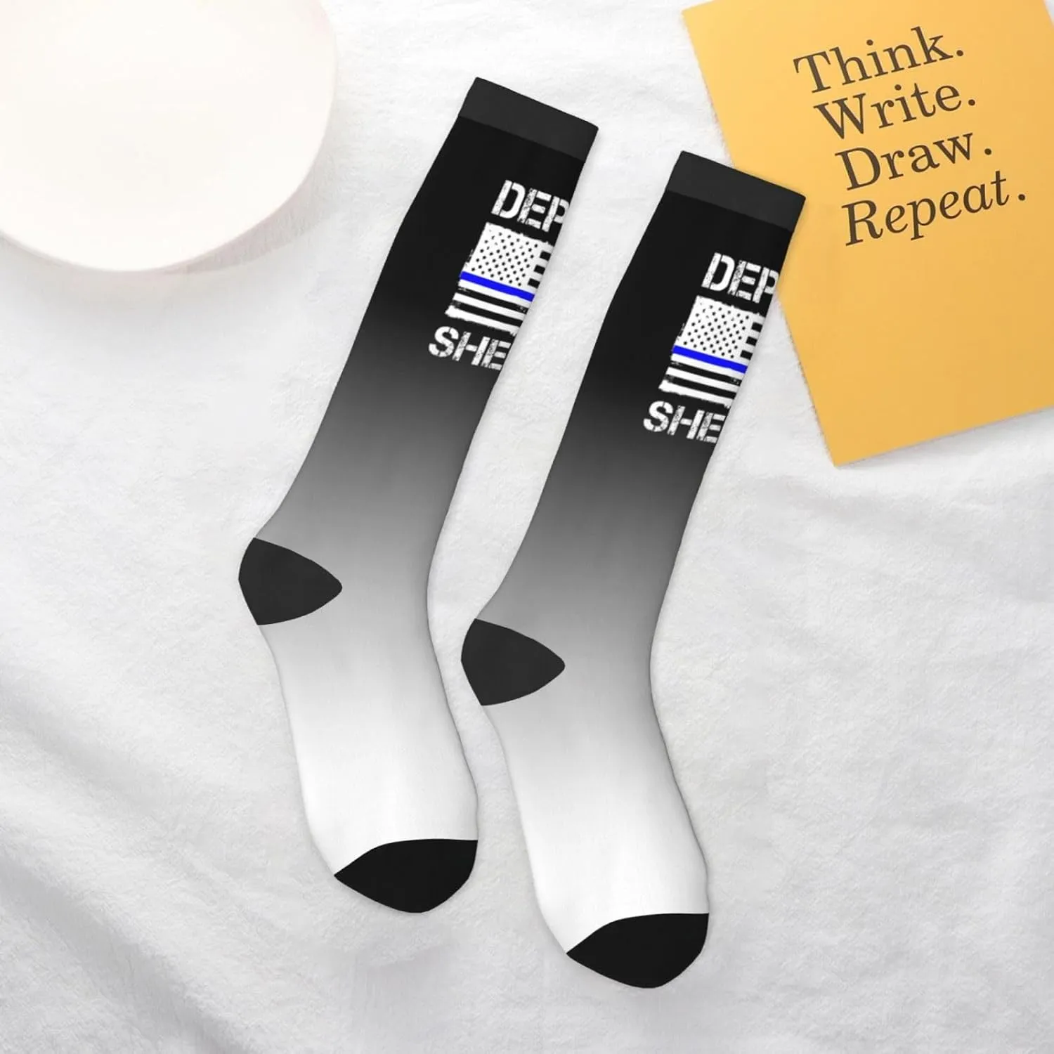 Deputy Sheriff Us Flag Compression Socks For Women Men'S Fun Dress Socks - Funny Novelty Crew Socks