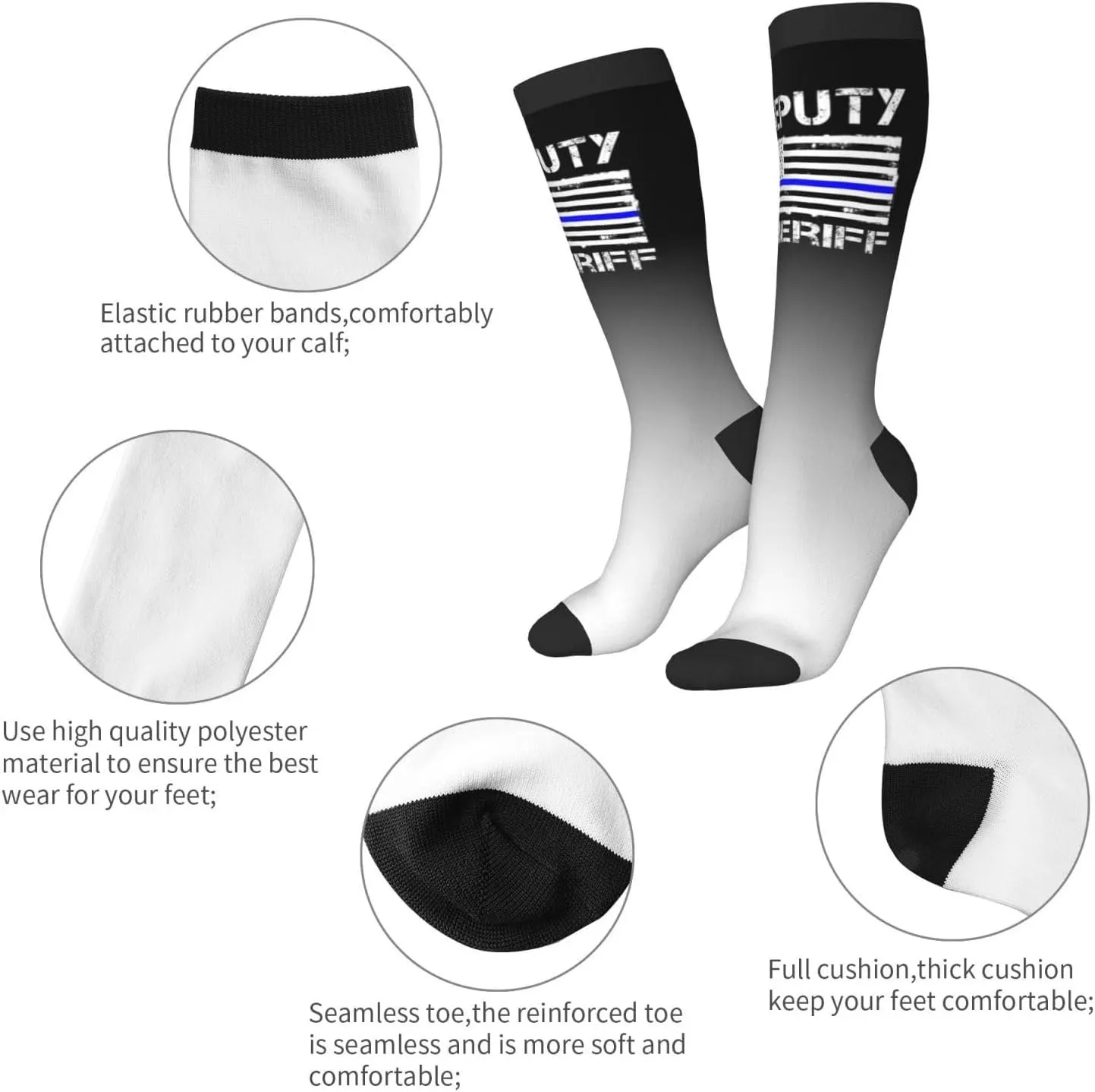 Deputy Sheriff Us Flag Compression Socks For Women Men'S Fun Dress Socks - Funny Novelty Crew Socks