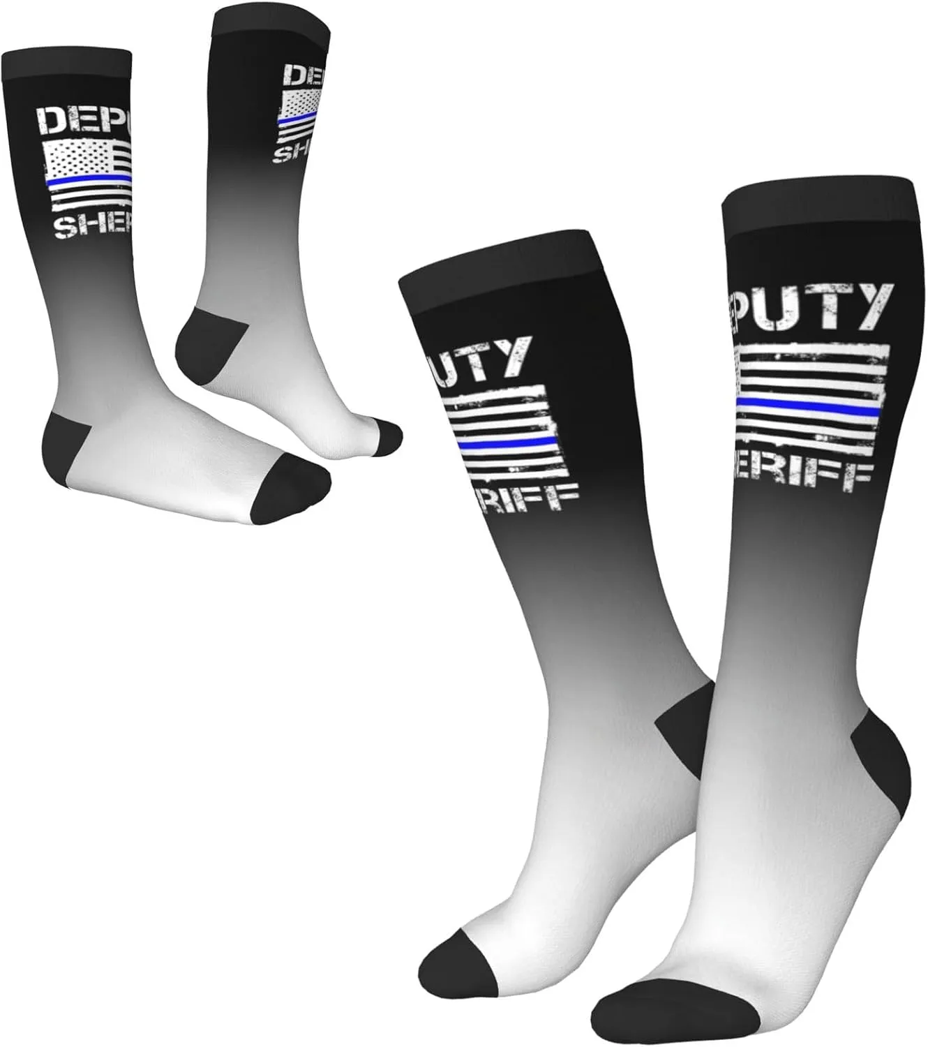 Deputy Sheriff Us Flag Compression Socks For Women Men'S Fun Dress Socks - Funny Novelty Crew Socks