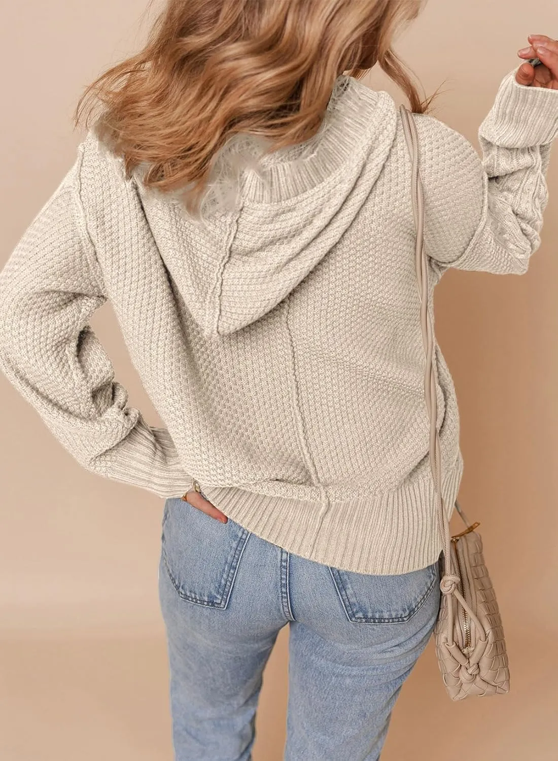 Dokotoo Oversized Sweaters for Women Casual Solid Long Sleeve Button Down Chunky Knit Hooded Cardigan Sweaters Coat