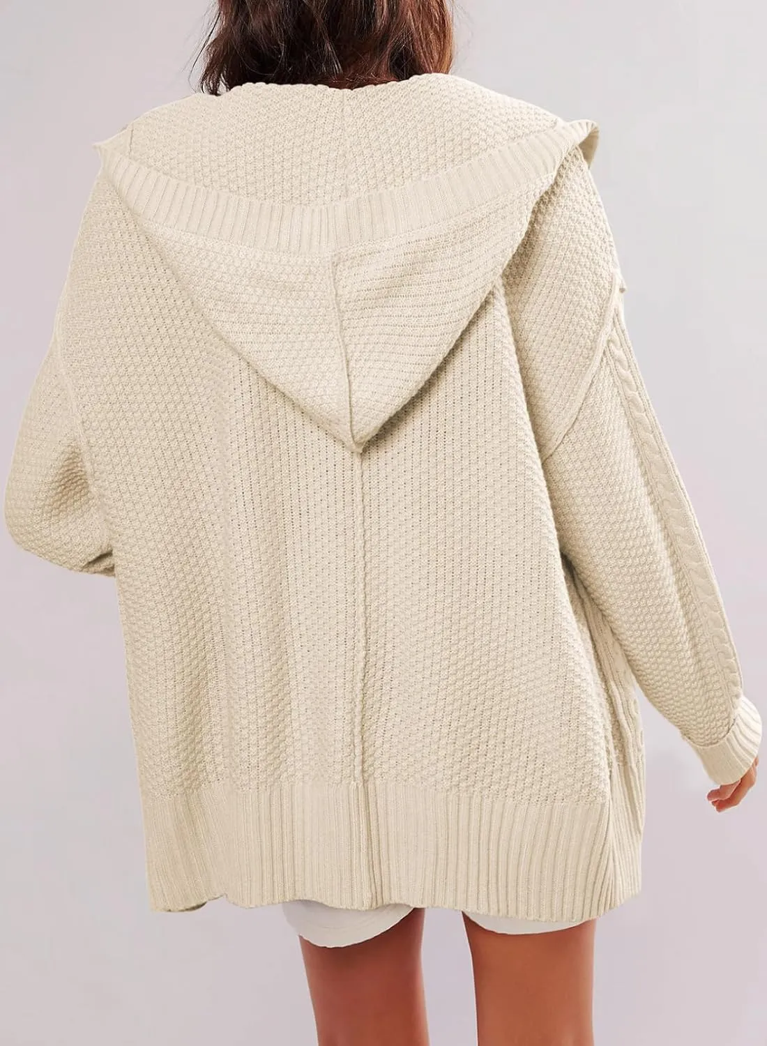 Dokotoo Oversized Sweaters for Women Casual Solid Long Sleeve Button Down Chunky Knit Hooded Cardigan Sweaters Coat