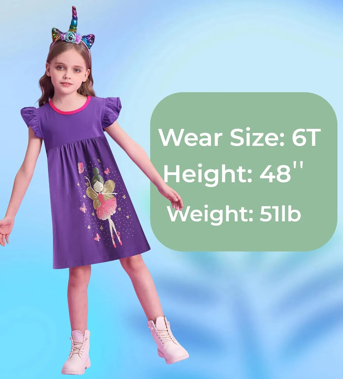 DXTON Toddler Girls Dresses Easter Rainbow Short Sleeve Cotton Casual Summer Birthday School Sundress