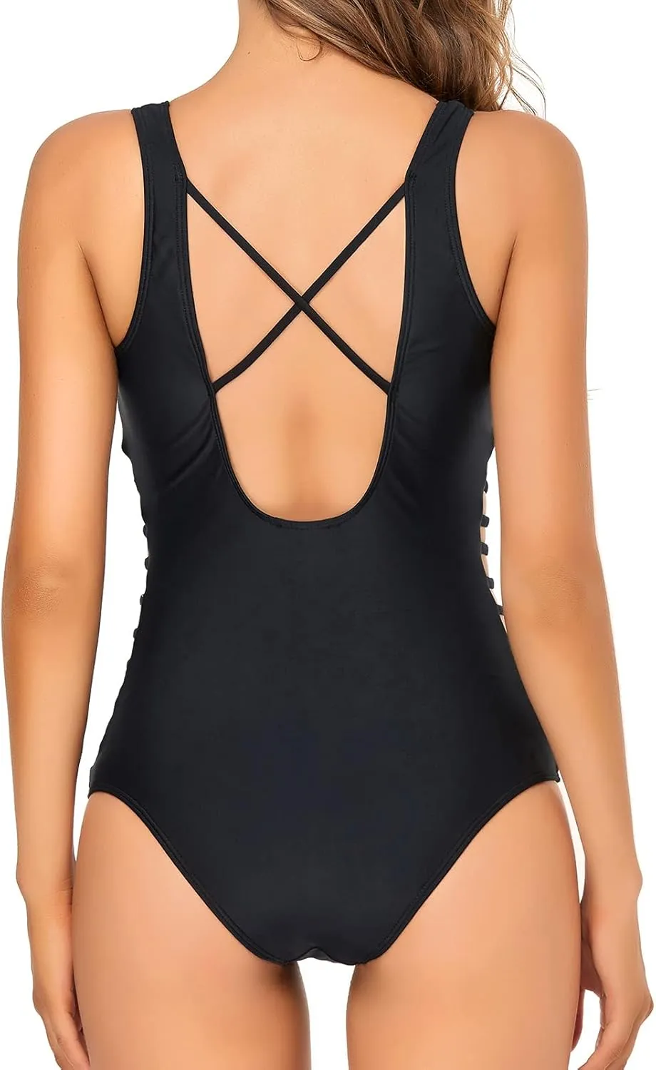 Edelqual one Piece Bathing Suit Sexy Swimsuit for Women Backless Swimwear Deep V Neck Monokini Tummy Control