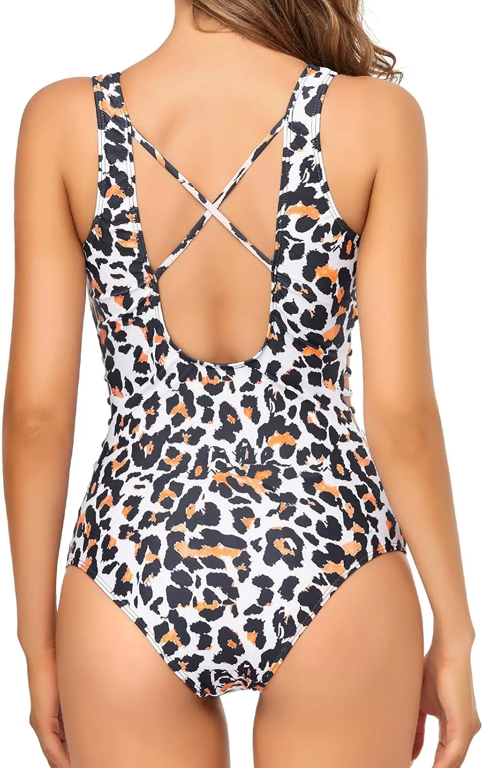 Edelqual one Piece Bathing Suit Sexy Swimsuit for Women Backless Swimwear Deep V Neck Monokini Tummy Control