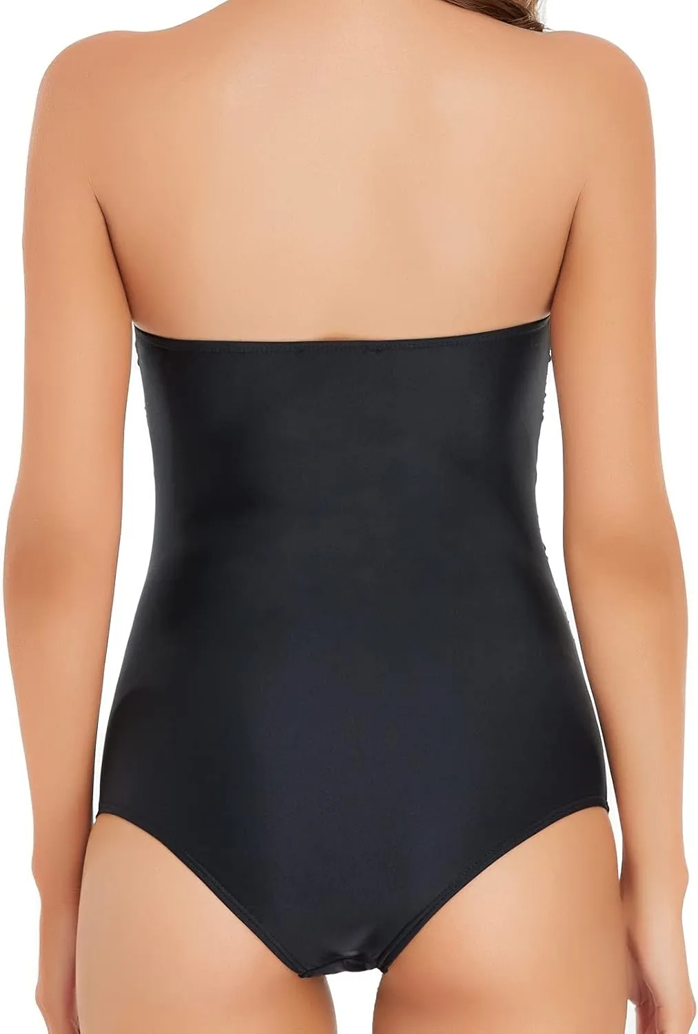 Edelqual Women Swimsuit One Piece Belly Coverage Bathing Suit Removable Halter Backless Shirring Tummy Control Teen Monokini