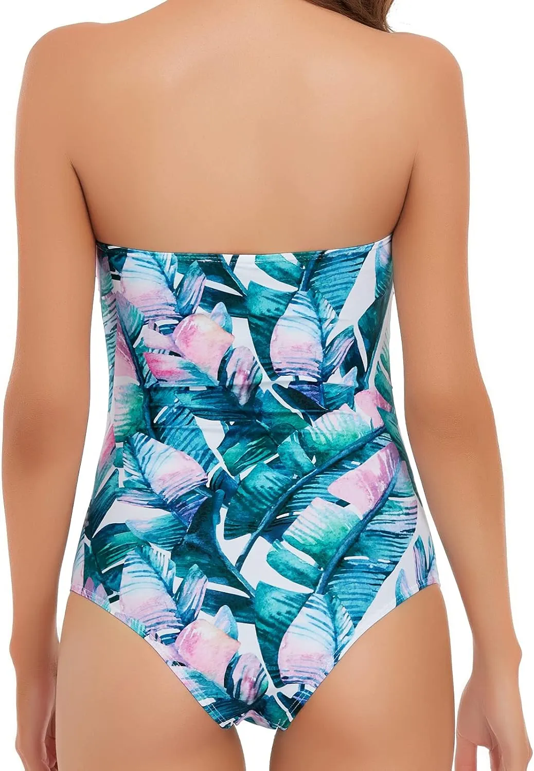 Edelqual Women Swimsuit One Piece Belly Coverage Bathing Suit Removable Halter Backless Shirring Tummy Control Teen Monokini