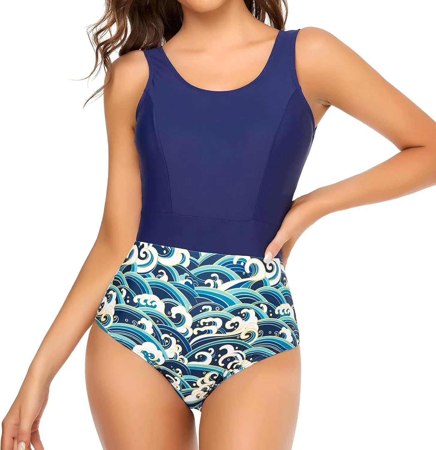 Edelqual Women's One Piece Swimsuit High Waisted Tummy Control Cutout Bathing Suit Monokini